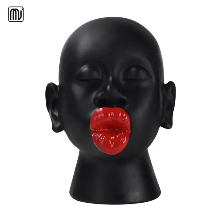 Sculptuur Hars Standbeeld Home Decor Voor Kunstsculptuur Europese Rode Lippen Zwart