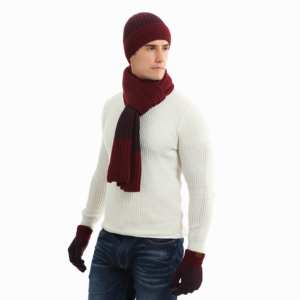 Ensemble de bonnet écharpe d'hiver assortie à rayures verticales pour hommes <span class=keywords><strong>et</strong></span> femmes de haute qualité - Product Image 3