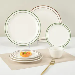 Nhựa tấm tròn bít tết mì ống khay nhà hàng khách sạn dày chống thả melamine Bộ đồ ăn căng tin thương mại lớn sâu bát