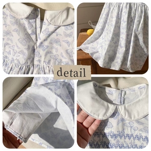 <span class=keywords><strong>Vestito</strong></span> per bambini all'ingrosso tessuto <span class=keywords><strong>con</strong></span> stampa a farfalla di cotone <span class=keywords><strong>con</strong></span> colletto e maniche corte a maniche corte <span class=keywords><strong>vestito</strong></span> Smocked per bambine - Product Image 3