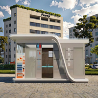 Toilettes publiques mobiles intelligentes Siomatic à quatre unités, design moderne, écologiques, toilettes portables en acier pour parcs