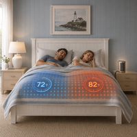 Surmatelas climatisé intelligent à IA, coussin chauffant et rafraîchissant à double zone à circulation d'eau avec rapports de données de sommeil visualisables