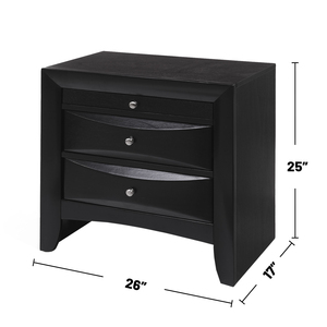 Comodino in legno con 2 cassetti e 1 ripiano, finitura nera - Product Image 3