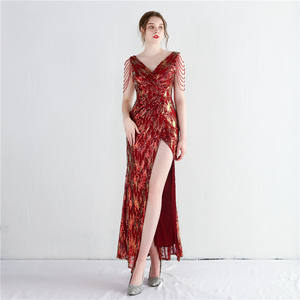 2025 nouveaux styles col en V profond fente à l'avant Sexy Sequin célébrité <span class=keywords><strong>robe</strong></span> <span class=keywords><strong>de</strong></span> <span class=keywords><strong>soirée</strong></span> - Product Image 2