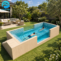 Piscine hors sol en fibre de verre de luxe sur mesure avec jacuzzi et bassin de nage en acrylique pour l'extérieur