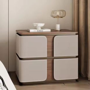 Factory Wholesale Leather Nightstands Luxury Bedroom Bed <strong>Side</strong> <strong>Storage</strong> <strong>Table</strong> 2 Drawers Assembled Night Stand Bedside <strong>Table</strong> - Product Image 1