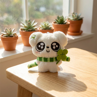 Porte-clés en peluche chiot trèfle à quatre feuilles exquis de dessin animé, jouets mignons en coton, petites poupées chien, cadeau pour enfants, vente en gros