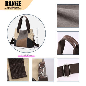 女式帆布手提包复古拼色单肩包女士学院包大容量适合日常休闲使用 - Product Image 4