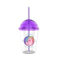 Bouteille d'eau en plastique transparente personnalisable avec couvercle et paille, capacité 400-600 ml, isolation thermique, compatible lave-vaisselle