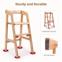 Chaise haute en bois réglable pour les tout-petits Coussin amovible de couleur naturelle pour manger Étudier la chaise de salle à manger pour enfants les cultiver