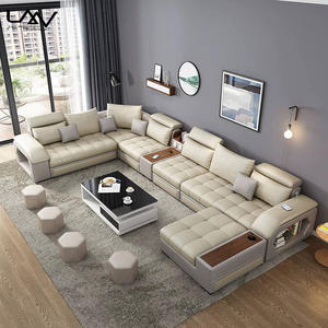 Lüks çok fonksiyonlu u-şekilli Usb hoparlör ile koltuk takımı kumaş köşe kanepe Modern tasarım oturma odası kanepe mobilya - Product Image 4