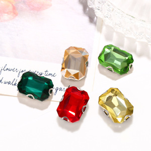 Perles rectangulaires en verre cabochon avec strass en cristal pour la fabrication de bijoux, accessoires de bricolage, fournitures artisanales multicolores à la mode - Product Image 2
