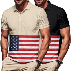 Stile americano estate nuova <span class=keywords><strong>Polo</strong></span> da uomo sottile ad asciugatura rapida per il giorno dell'indipendenza Casual stampata con risvolto traspirante a maniche corte in S - Product Image 5