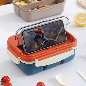 Fiambrera para adultos Bento Box, 4 compartimentos, contenedor de comida lunchable con tarro de salsa, bolsa aislada, apto para microondas y lavavajillas - Product Image 4
