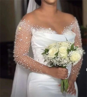 LY-WD1246 Robe de mariée sirène africaine 2 en 1, robe de mariée sexy, robe à perles pour mariées, traîne détachable, grande taille
