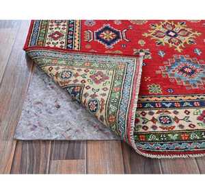 Tapis en laine kazak rouge impérial noué à la main Design abstrait géométrique Coton doux pour un exercice confortable Décorations de salon - Product Image 6