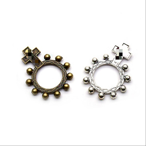 Vintage Cross <b>Beaded</b> Ring Zinc Alloy Charms Irregular Ancient Silver and Bronze Unisex Jewelry Accessories for DIY <b>Bracelet</b> - Product Image 2