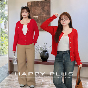 เสื้อคาร์ดิแกนไหมพรมถักลายสีแดงสำหรับผู้หญิง รุ่น N9162 ปักลายสไตล์วินเทจ แขนยาว ความหนาปานกลาง สีพื้น - Product Image 3