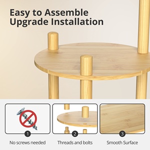 Support à plantes moderne du milieu du siècle, support à 3 niveaux en bambou, <span class=keywords><strong>étagère</strong></span> à plantes d'angle, supports de balcon décoratifs pour intérieur et extérieur - Product Image 2