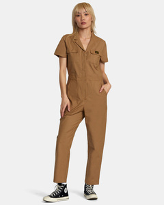 Fabricant OEM Combinaisons pour femmes Combishorts Plus Size Brown Lightweight Plays Workwear Jumpsuit for Female Women Ladies - Product Image 1
