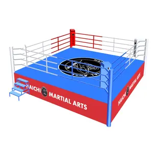 Produk Olahraga 4X4 Boxing Ring Semua Tali Boxing Ring Bahan Baja dengan Desain Logo Pelanggan