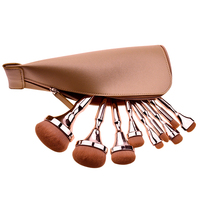 Ensemble de pinceaux de maquillage professionnel 9 pièces le plus populaire – Luxe, taille fine, pour fond de teint et contour, or rose