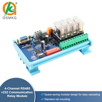 Carte de relais à 4 canaux Oshangming 12V/24V, module relais, RS485 RS232, carte d'extension Modbus RTU PLC pour unité de relais LED