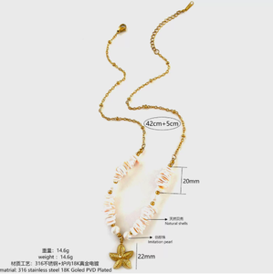 Kalung Rantai Mutiara Berlapis Emas Desain Trendi Wanita Zooying dari Baja Anti Karat - Product Image 6