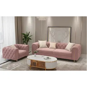 Dongguan Tianhang Meubels Massaproductie Roze Sofa Set Meubels Woonkamer Hoge Kwaliteit Sofa Set