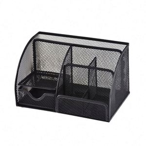 Home Office School Classroom Workshop Desk Organiser Mesh Desk Tidy <b>6</b> Compartments and 1 <b>Drawer</b> Pen Holder Stationery Organiser - Product Image 5
