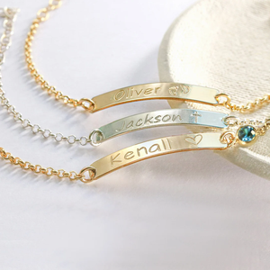 Vòng tay vàng 18k mạ vàng tùy chỉnh khắc tên bé, mặt dây chuyền cá nhân hóa, quà tặng cho bé gái bé trai, tự làm tên, mạ vàng 18k - Product Image 2