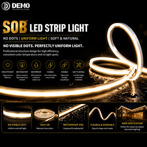 Bande <span class=keywords><strong>LED</strong></span> étanche IP67 24V, sans points lumineux, flexible, en silicone lisse, scellée, 10 mm, pour éclairage paysager extérieur - Product Image 1