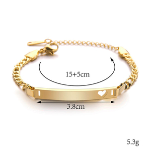 Braccialetto Personalizzabile in Acciaio Inossidabile con Ciondolo a Cuore, Nome Inciso in <span class=keywords><strong>Oro</strong></span>, Regalo Personalizzato per Uomini, Ragazzi e Ragazze - Product Image 2