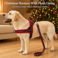 Harnais et laisse de Noël pour chien, ensemble gilet doublé peluche, sangle réfléchissante, anneau en D, crochet métallique, pour promenade de Noël des grands chiens