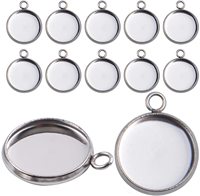Plateaux de pendentifs en acier inoxydable pour cabochons ronds, supports vierges pour la fabrication de bijoux