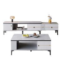 Meuble TV moderne en bois, extensible, avec table basse en dalle de roche, pour salon, mobilier de maison - Vente chaude