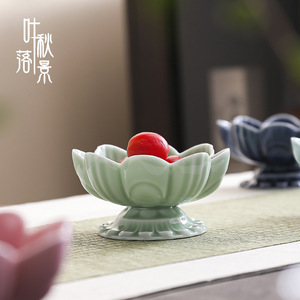 Plato de Cerámica con Forma de Flor, Plato de Porcelana con Patas Altas para Ofrendas, Mini Plato para Frutas, para Buda, Uso Doméstico, Estilo Chino Moderno - Product Image 2