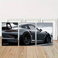 HAOWAI OEMODM 3 pièces d'impressions sur toile, voiture de sport noir et blanc, décoration murale moderne, convient à la décoration du salon