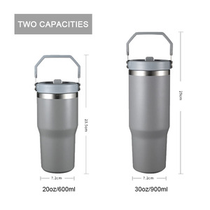 Gourde isotherme en acier inoxydable de qualité supérieure avec poignée et paille rabattable, 20 oz et 30 oz - Product Image 3
