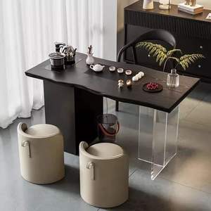 Ensemble table et chaises en bois massif, style minimaliste moderne, pour petit appartement, balcon, couleur noire - Product Image 3