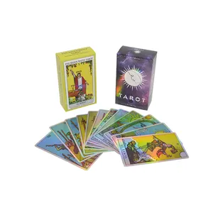 Hot Sale Holographic Colorful Foil Stamping Edges Oracle Divination Game Tarot Cards With Guild Book