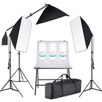 Équipement photographique avec Table Photo 60x100cm et 3 boîtes à lumière souples pour la prise de vue de nature morte en Studio Photo