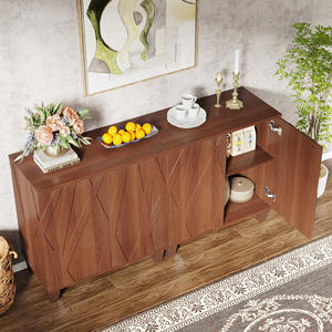 Tribesigns 2024ตู้เฟอร์นิเจอร์ไม้สีน้ำตาลชนบทขนาด140ซม. ห้องครัวบุฟเฟต์สำหรับห้องนั่งเล่นห้องรับประทานอาหาร - Product Image 5