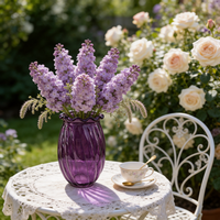 Purple Swirl Ribbed <strong>Glass</strong> Vase with Spiral Texture for Modern Luxury Home Decor and Professional Wholesale Service Supply