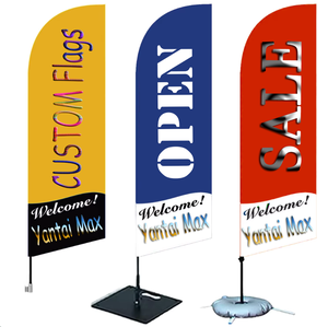 Kit de mât de drapeau en aluminium de haute qualité, drapeaux en polyester imprimés numériquement, piquet de sol pour la publicité promotionnelle en extérieur, bannières ouvertes - Product Image 1