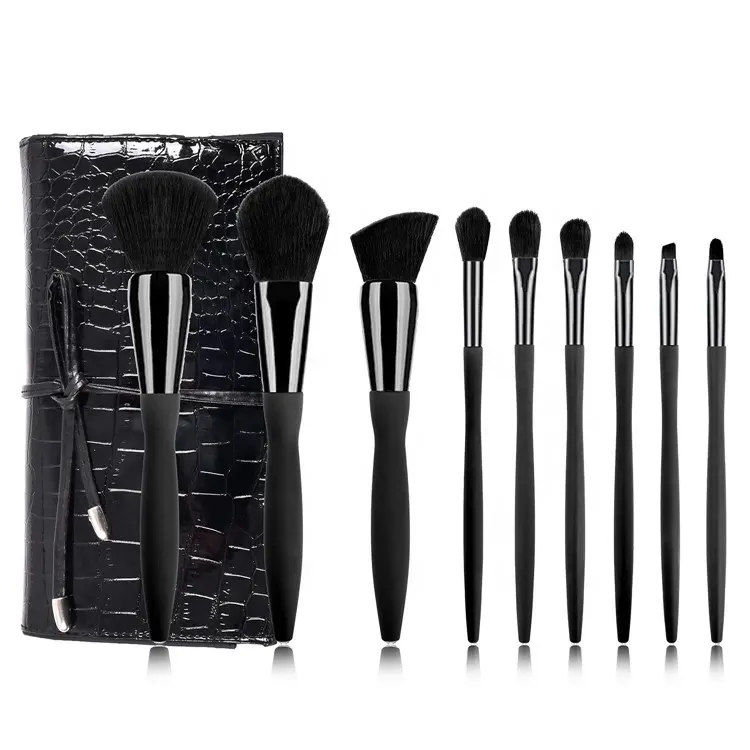 9pcs Pro High Quality Vegan Synthetic Make Up Brushes Luxury Professional Private Label Makeup Brush Set With Belt Bag