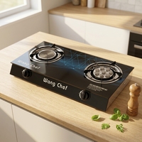 Cuisinière à gaz domestique à 2 brûleurs, haute puissance, sur pied, pour usage en magasin, compatible GPL