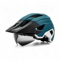Casque de vélo bleu et blanc CE EN1078 pour adulte unisexe, multi-sports, léger, ventilé, avec feu arrière LED, pour trajets quotidiens, VTT, PC/EPS