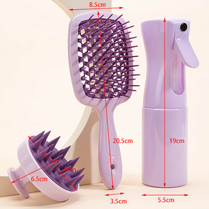 Sisir Pijat Kulit Kepala Baru, Botol Semprot, Sisir Pelurus Rambut Silikon, Set Sisir, Sikat Cuci Rambut - Product Image 2