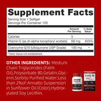 Complément alimentaire Greenpie OEM 400MG Omega-3 CoQ10, 120 gélules, santé cardiaque, production d'énergie, CoQ10, coenzyme Q10, gélules molles